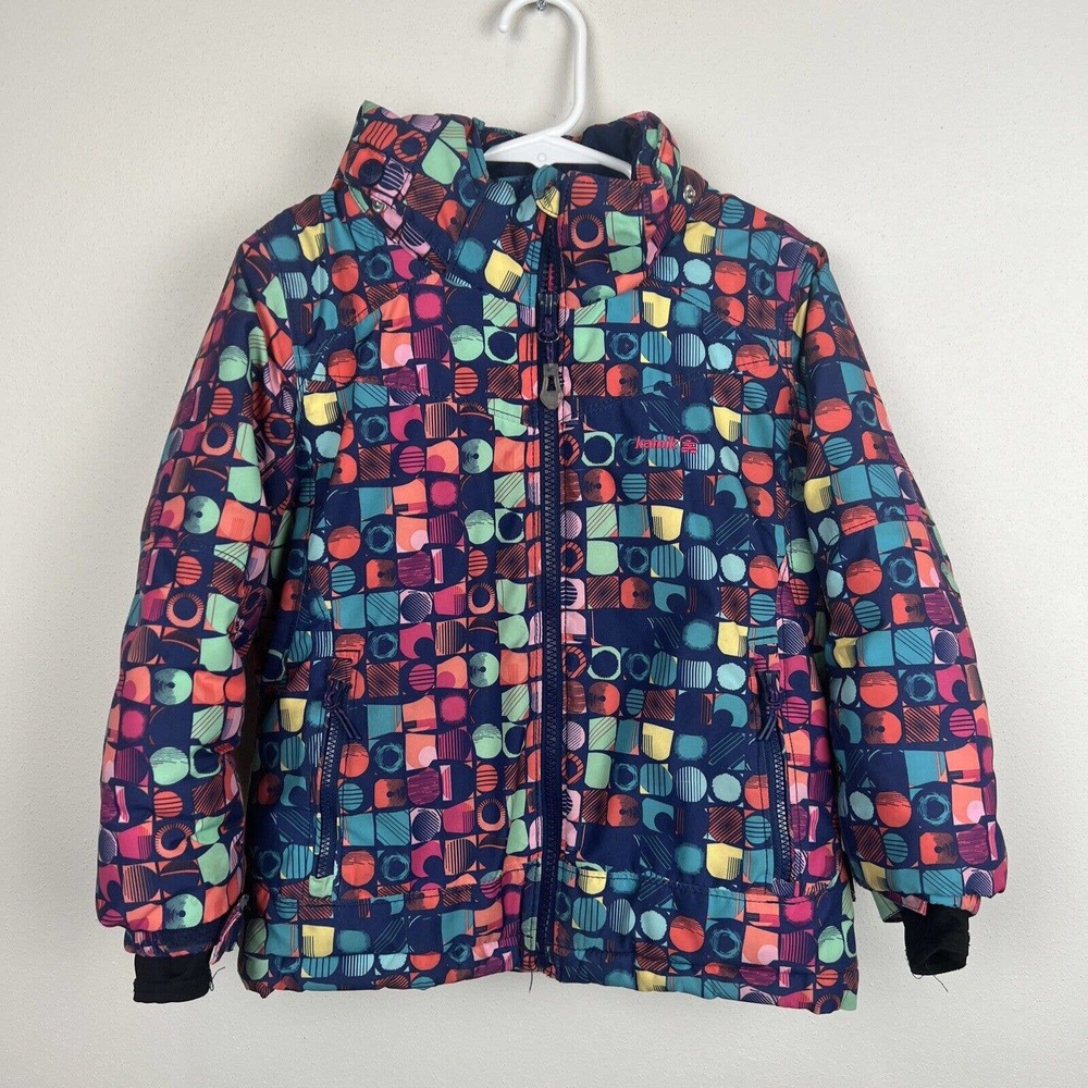 Kamik Tessie Planet Jacket Pink Green Blue Girls Sz 4 Winter jacket Coat